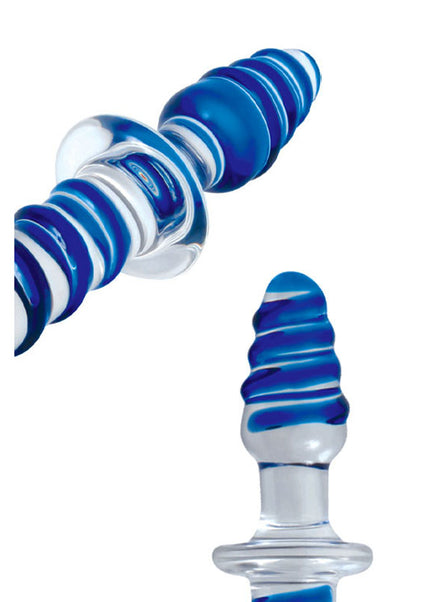 Adam & Eve Twisted Love Glass Dildo - Clear/Blue 24 cm (9.5'') Double Ended Glass Dong