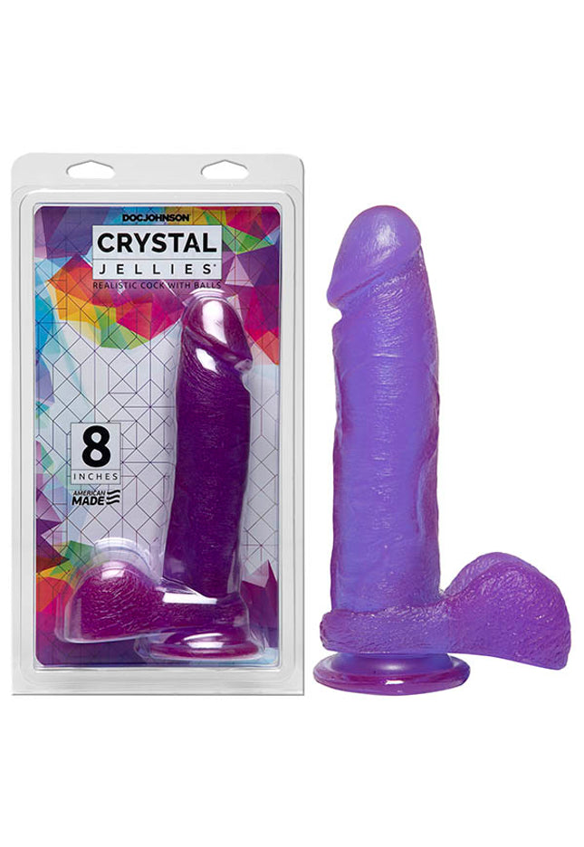 Crystal Jellies 8'' Realistic Cock with Balls - Purple 20.3 cm Dong