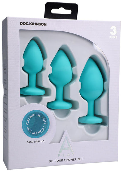 A-Play - Silicone Trainer Set - 3 Piece Set - Teal Butt Plugs - Set of 3 Sizes