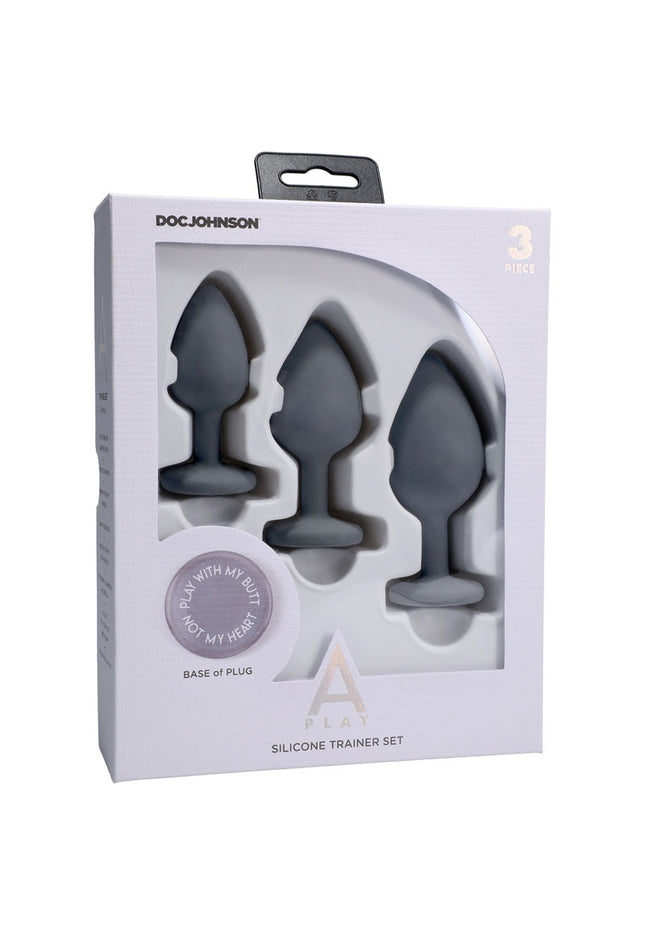 A-Play - Silicone Trainer Set - 3 Piece Set - Grey Butt Plugs - Set of 3 Sizes