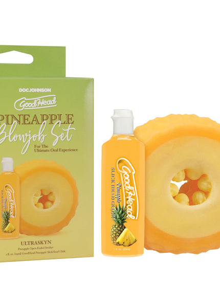 GoodHead Pineapple Blowjob Set - Pineapple Stroker with Pineapple Flavoured Lubricant 30 ml Bottle