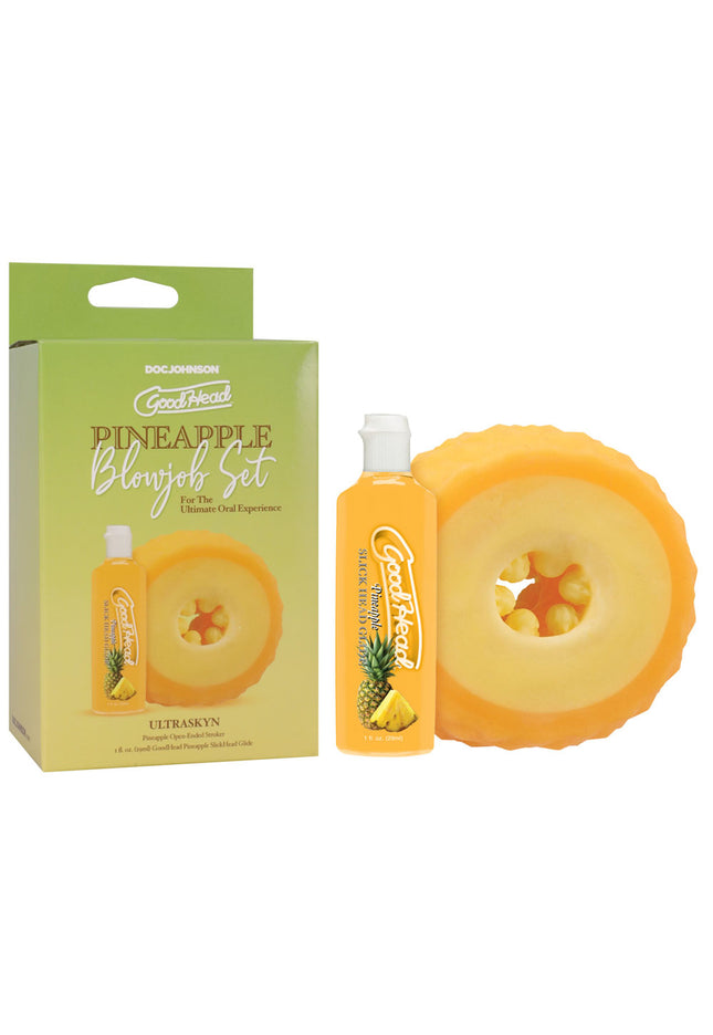 GoodHead Pineapple Blowjob Set - Pineapple Stroker with Pineapple Flavoured Lubricant 30 ml Bottle