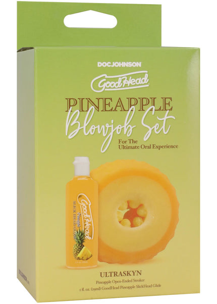 GoodHead Pineapple Blowjob Set - Pineapple Stroker with Pineapple Flavoured Lubricant 30 ml Bottle