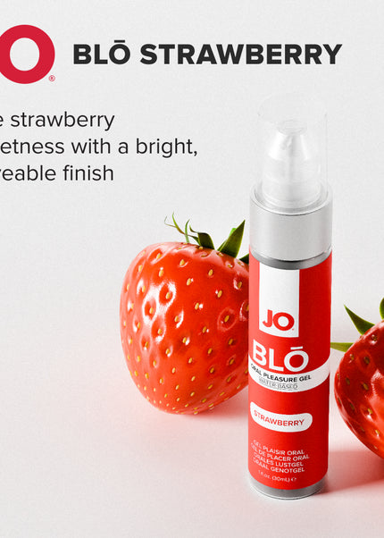 JO Blo Strawberry - Strawberry Flavoured Oral Pleasure Gel - 30 ml Bottle