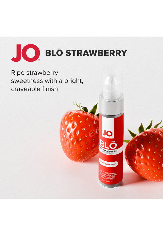 JO Blo Strawberry - Strawberry Flavoured Oral Pleasure Gel - 30 ml Bottle