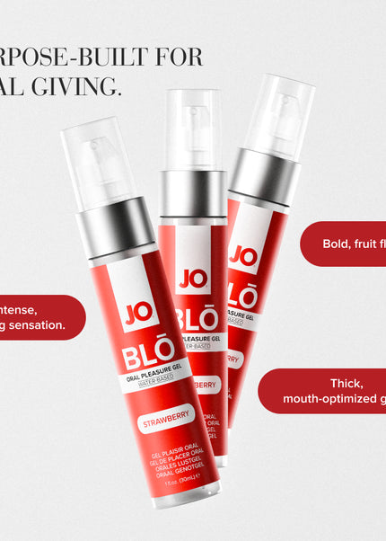 JO Blo Strawberry - Strawberry Flavoured Oral Pleasure Gel - 30 ml Bottle