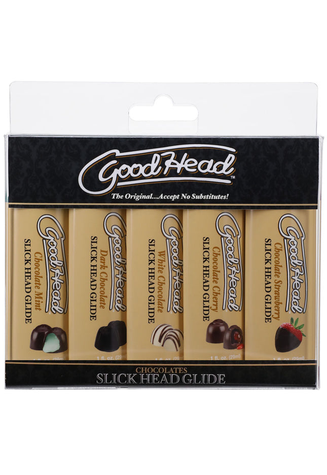 GoodHead Slick Head Glide - Chocolates - Flavoured Oral Gels - Set of 5 x 30ml Bottles