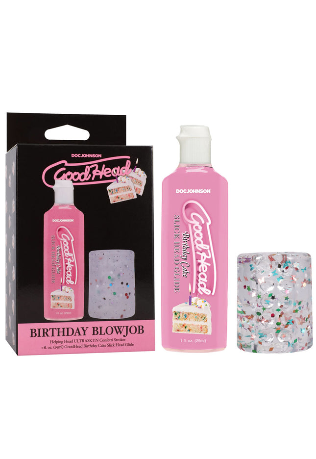 GoodHead Birthday Blowjob Kit - Birthday Cake GoodHead Glide with Helping Head Stroker
