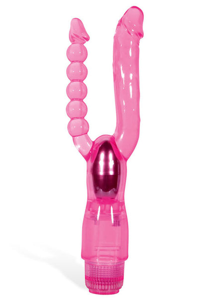 Adam & Eve Dual Pleasure Vibe - Pink 12 cm (4.75'') Vibrator with Anal Probe