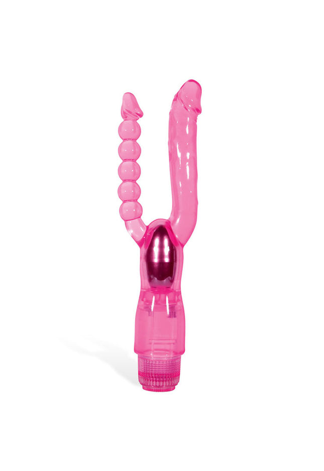 Adam & Eve Dual Pleasure Vibe - Pink 12 cm (4.75'') Vibrator with Anal Probe