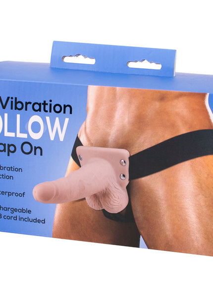 6'' Vibration Hollow Strap-On - Flesh USB Rechargeale Hollow Strap-On