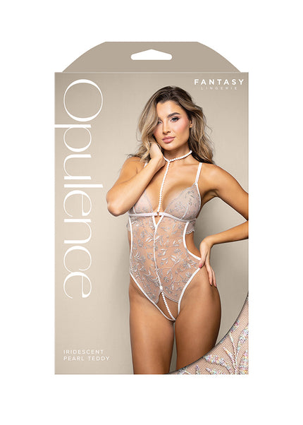 OPULENCE Iridescent Pearl Teddy - White - White - S/M Size