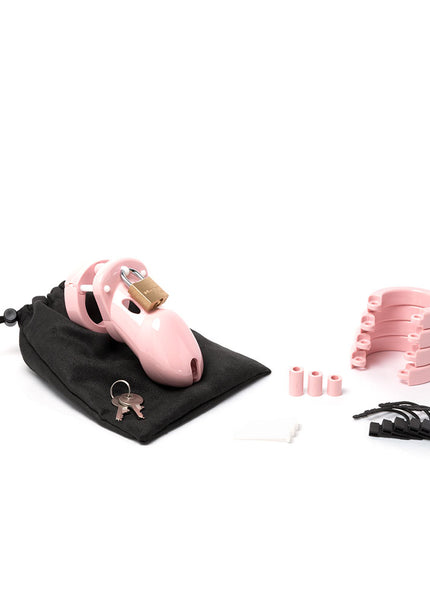 CB-3000 Chastity Cock Cage Kit - Pink - Pink 3 Inch Cock Cage Kit
