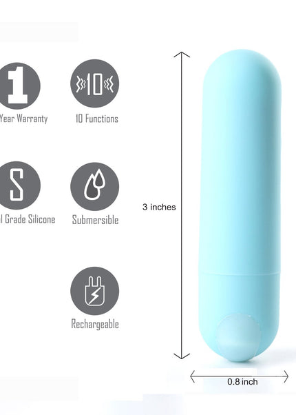 Maia Jessi - Teal Blue 7.6 cm USB Rechargeable Bullet