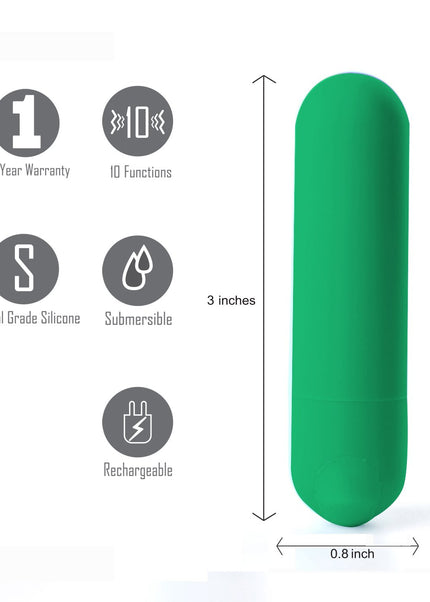 Maia Jessi - Emerald Green 7.6 cm USB Rechargeable Bullet
