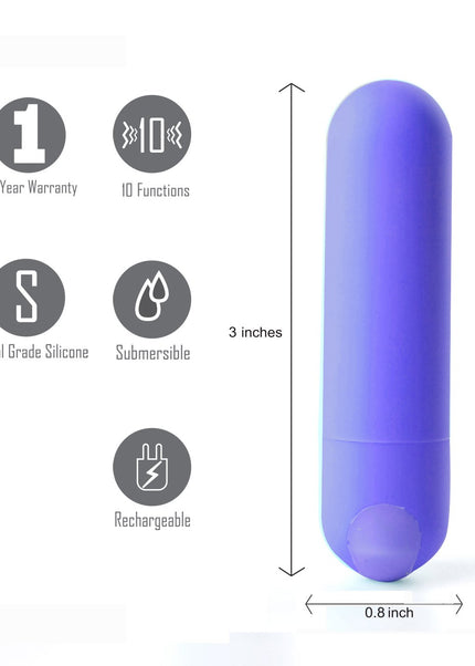 Maia Jessi - Purple 7.6 cm USB Rechargeable Bullet