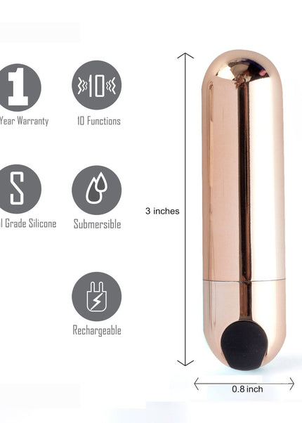 Maia Jessi - Rose Gold 7.6 cm USB Rechargeable Bullet