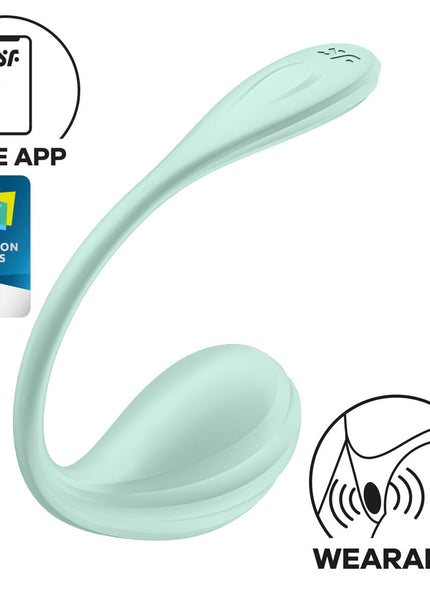 Satisfyer Smooth Petal - Mint - Mint USB Rechargeable Wearable Stimulator with App Control