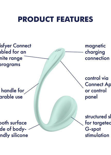 Satisfyer Smooth Petal - Mint - Mint USB Rechargeable Wearable Stimulator with App Control