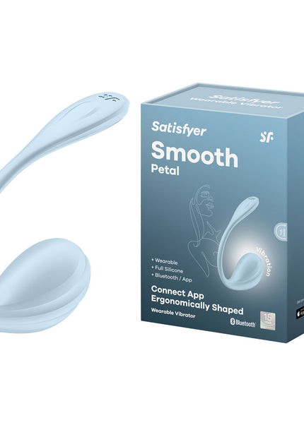 Satisfyer Smooth Petal - Light Blue - Light Blue USB Rechargeable Wearable Stimulator with App Control