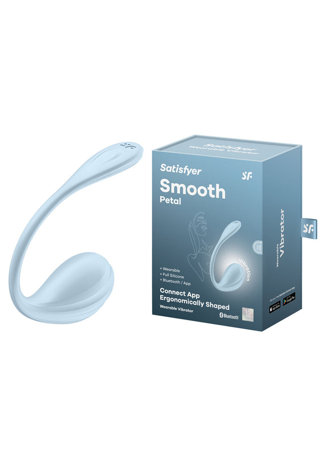 Satisfyer Smooth Petal - Light Blue - Light Blue USB Rechargeable Wearable Stimulator with App Control