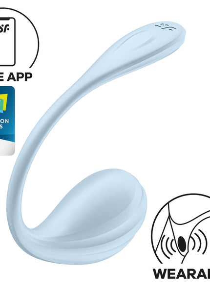 Satisfyer Smooth Petal - Light Blue - Light Blue USB Rechargeable Wearable Stimulator with App Control