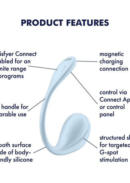 Satisfyer Smooth Petal - Light Blue - Light Blue USB Rechargeable Wearable Stimulator with App Control