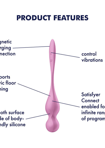 Satisfyer Love Birds 1 - Pink - Pink USB Rechargeable Pelvic Floor Trainer with App Control