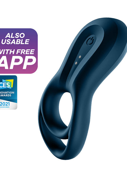 Satisfyer Epic Duo - Navy Blue USB Rechargeable Cock & Balls Ring with App Control