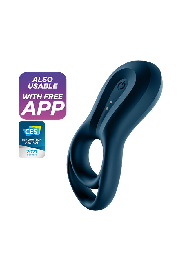 Satisfyer Epic Duo - Navy Blue USB Rechargeable Cock & Balls Ring with App Control
