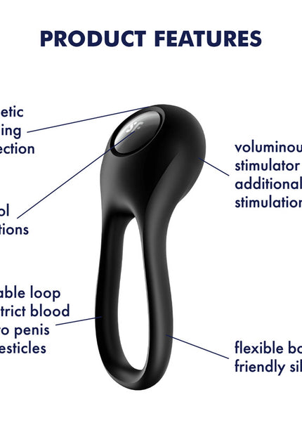 Satisfyer Majestic Duo - Black USB Rechargeable Cock Ring