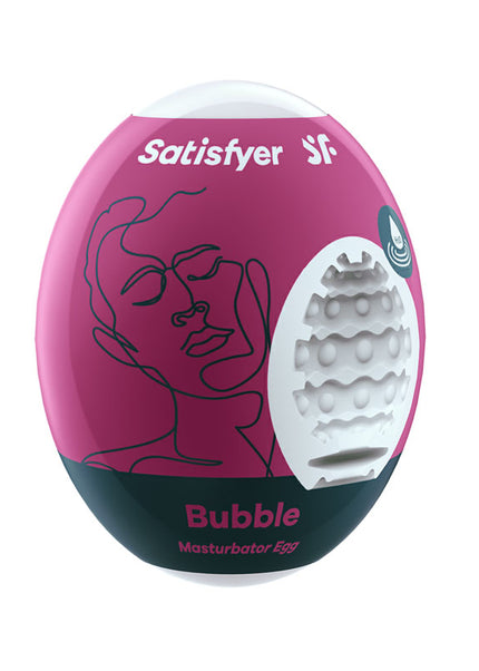 Satisfyer Masturbator Egg - Bubble - White Stroker Sleeve