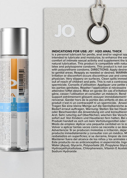 JO H2O Anal Thick Lube - 240 mL - Thick Water Based Anal Lubricant - 240 ml Bottle