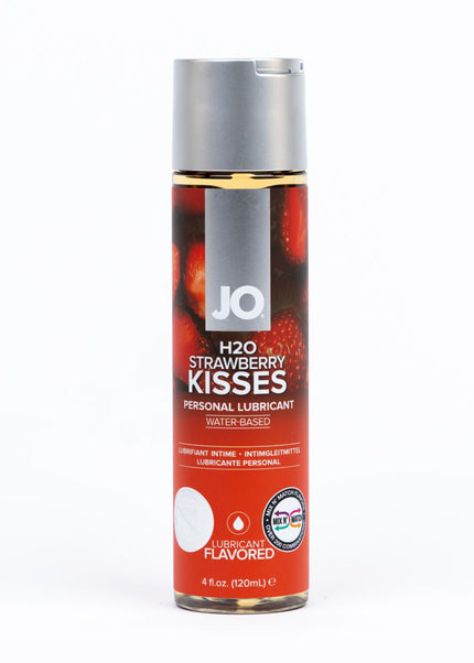 JO H2O Strawberry Kisses Lube - 120 mL - Strawberry Flavoured Water Based Lubricant - 120 ml Bottle