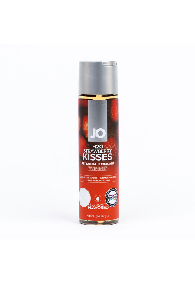 JO H2O Strawberry Kisses Lube - 120 mL - Strawberry Flavoured Water Based Lubricant - 120 ml Bottle