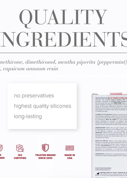 JO Atomic Clitoral Gel - Stimulating Gel for Women - 10 ml Tube