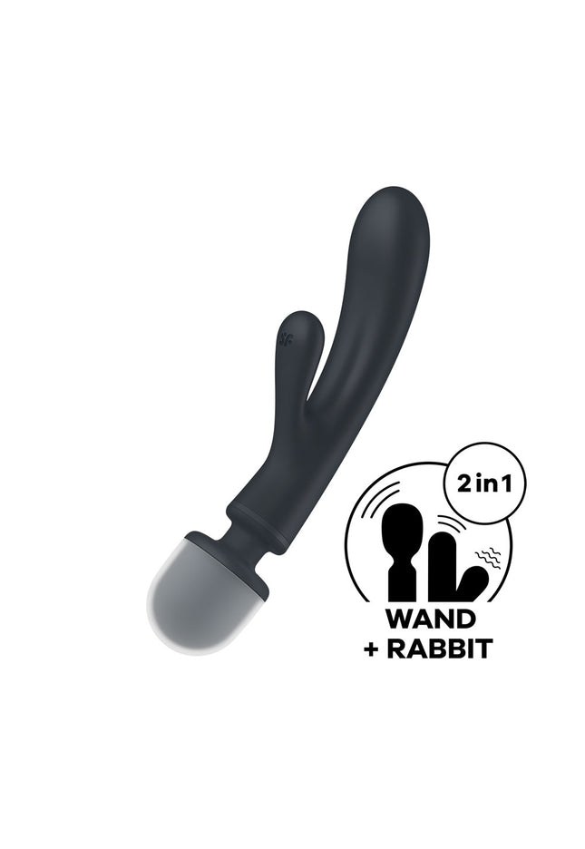 Satisfyer Triple Lover - Grey USB Rechargeable Rabbit Vibrator and Massage Wand