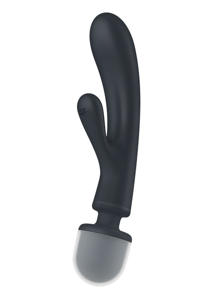 Satisfyer Triple Lover - Grey USB Rechargeable Rabbit Vibrator and Massage Wand