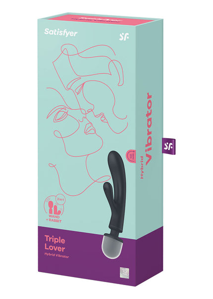 Satisfyer Triple Lover - Grey USB Rechargeable Rabbit Vibrator and Massage Wand