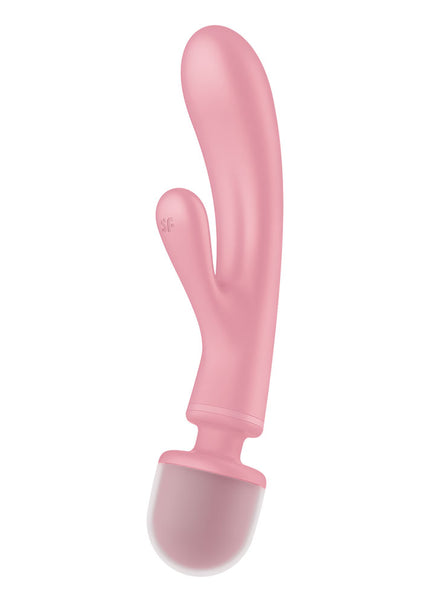 Satisfyer Triple Lover - Pink USB Rechargeable Rabbit Vibrator and Massage Wand