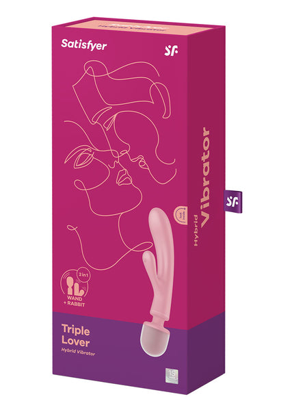 Satisfyer Triple Lover - Pink USB Rechargeable Rabbit Vibrator and Massage Wand