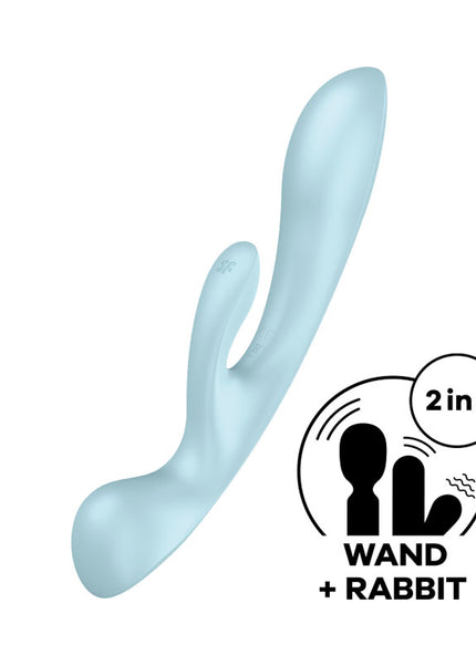 Satisfyer Triple Oh - Light Blue USB Rechargeable Rabbit Vibrator