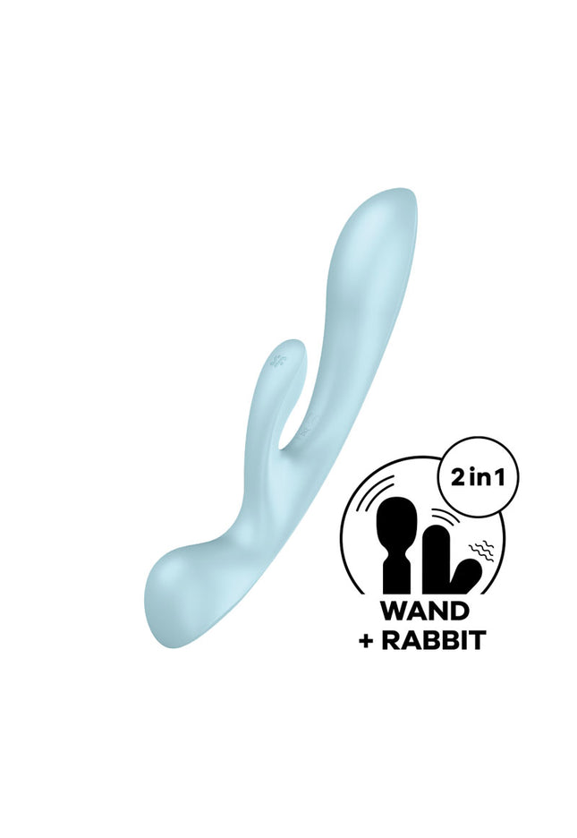 Satisfyer Triple Oh - Light Blue USB Rechargeable Rabbit Vibrator