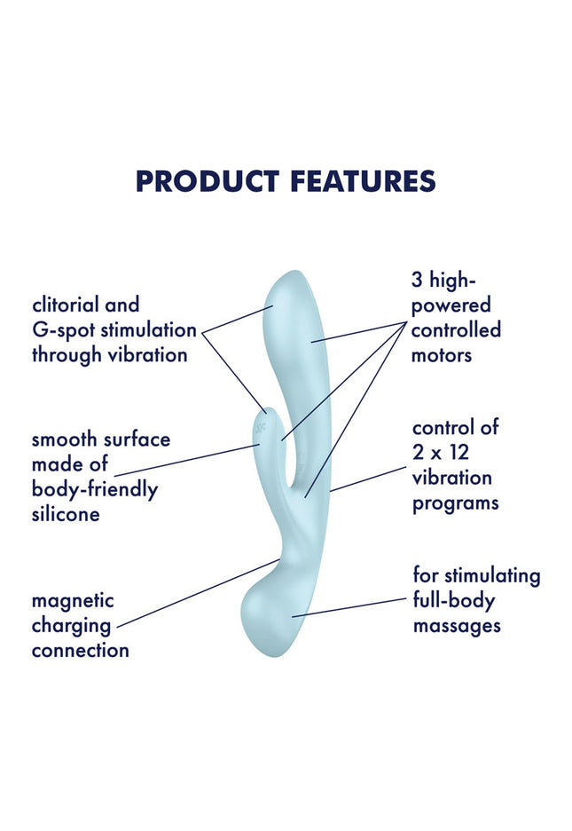 Satisfyer Triple Oh - Light Blue USB Rechargeable Rabbit Vibrator
