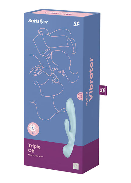 Satisfyer Triple Oh - Light Blue USB Rechargeable Rabbit Vibrator