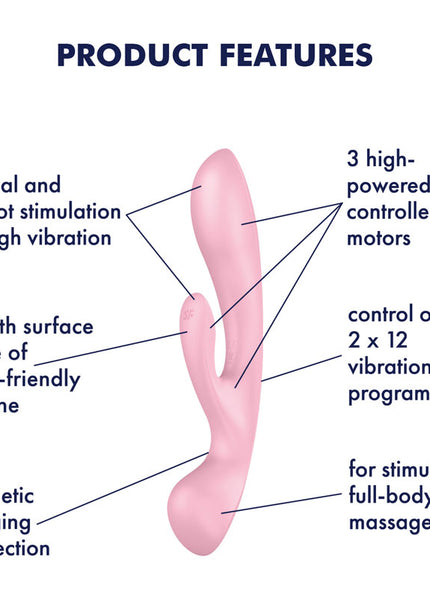 Satisfyer Triple Oh - Pink USB Rechargeable Rabbit Vibrator