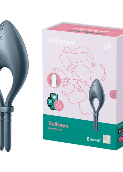 Satisfyer Bullseye - Navy - Navy Vibrating Adjustable Lasso Cock Ring