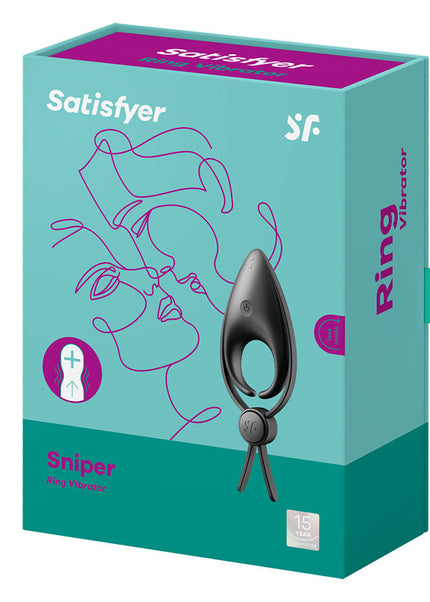 Satisfyer Sniper - Black - Black Vibrating Adjustable Lasso Cock Ring