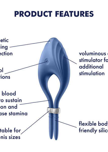 Satisfyer Duelist - Blue Vibrating Adjustable Lasso Cock Ring