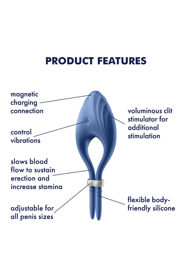 Satisfyer Duelist - Blue Vibrating Adjustable Lasso Cock Ring